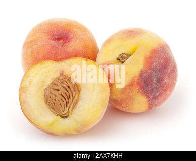 Peaches isolated on white background with clipping path Stock Photo