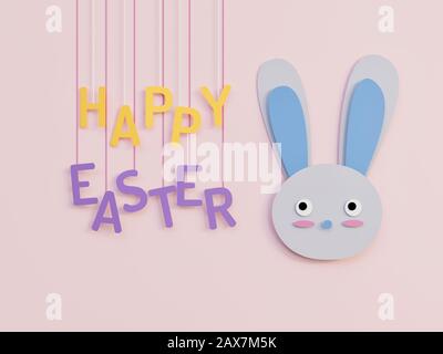 Easter Bunny minimalism happy easter celebration concept - 3D Rendering Concept Stock Photo