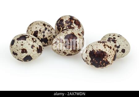 Quail eggs isolated on white background with clipping path Stock Photo