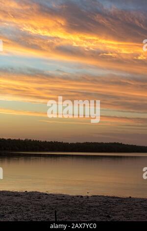 After sunset, River Gambia from Tendaba Camp, Gambia. Stock Photo