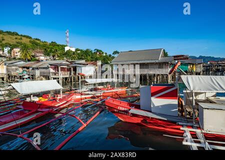 Public harbor in Coron city. Stock Photo