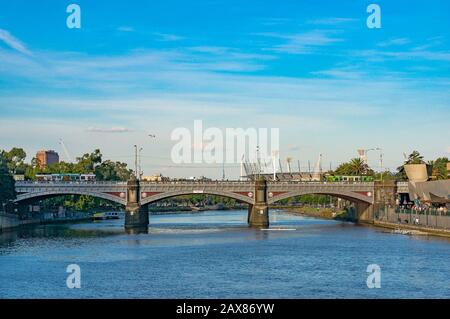 Melbourne, Australia - April 4, 2017: View on Princess Bridge over Yarra river in Melbourne Stock Photo