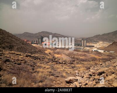 A cement factory near Abha in Saudi Arabia. Stock Photo