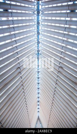 Interior of the Transitional Cathedral of Christchurch, constructed from repurposed materials and dubbed the 'Cardboard Cathedral' Stock Photo