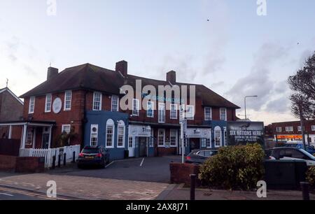 The Grenadier pub in Hove, East Sussex, one of the locations visited by the Brighton businessman, Steve Walsh, who has been diagnosed with coronavirus. The public house has said it has been told by Public Health England there is 'minimal ongoing risk of infection to either guests or staff'. Stock Photo