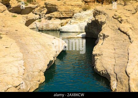Sultanate of Oman, Sharqiya region, Muqal, Wadi Bani Khalid, freshwater lake Stock Photo