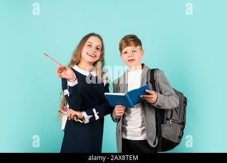 Classes for teens. International students exchange. School knowledge. Talent development. Better together. Student ready for lessons. Regular school program. School education for advanced level. Stock Photo