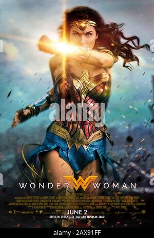 Wonder Woman (2017) directed by Patty Jenkins and starring Gal Gadot, Chris Pine, Robin Wright, Ewen Bremner and Connie Nielsen. DC Comics Amazonian warrior Diana hits the big screen and helps humanity during World War I. Stock Photo