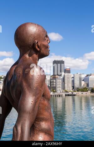 Solace of the wind statue, Wellington skyline, New Zealand Solace of the wind statue, Wellington skyline, New Zealand