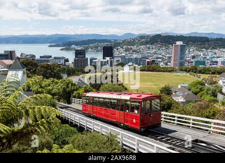 Wellington cable car leaves Kilburn, New Zealand
