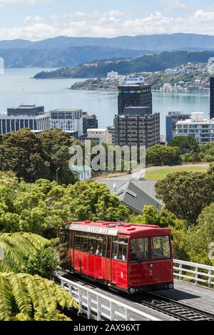 Wellington cable car leaves Kilburn, New Zealand