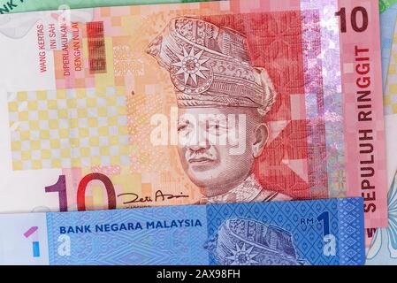 Close-up Malaysian Money, Malaysian currency and portrait of Abdul Rahman Stock Photo