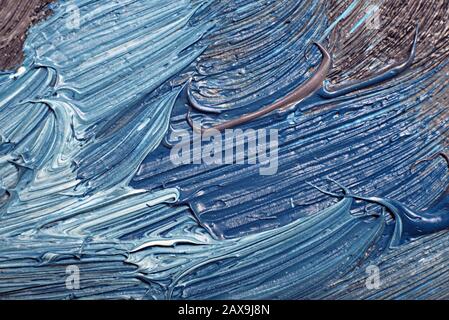 Oil painted background in blue tones. Abstract backdrop. Stock Photo