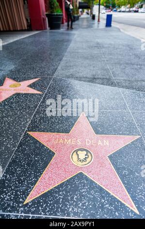 James Dean star on Hollywood Walk of Fame in Hollywood, California, USA. James Dean was an iconic American actor, active in the 1950's. Stock Photo