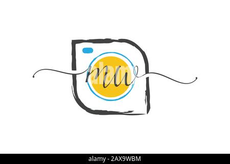 M W Initial handwriting logo design with a brush, Photography logo concept. Stock Vector
