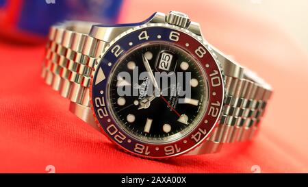 Rolex GMT Master II, the Pepsi Luxury Watch in different style. Stock Photo