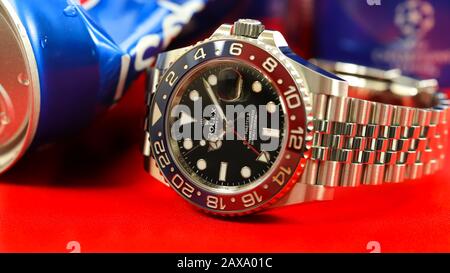 Rolex GMT Master II, the Pepsi Luxury Watch in different style. Stock Photo