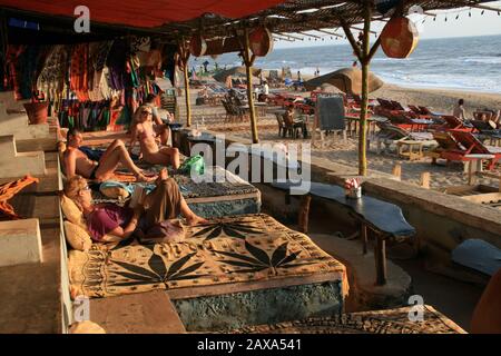 Anjuna beach bar. Anjuna beach, Goa, India. Stock Photo