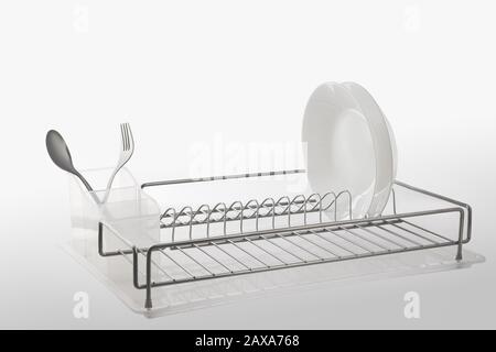 Dish drying rack isolated on white background Stock Photo