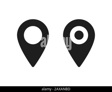 Set of pointer icons or pins for map. Sign of navigation or location isolated on white background. EPS 10 Stock Photo