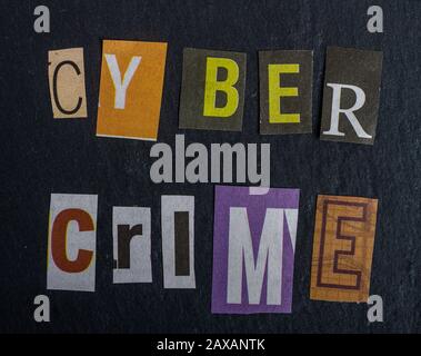 cyber crime text Stock Photo