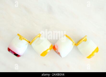 Natural healthy yoghurts.  Stock Photo