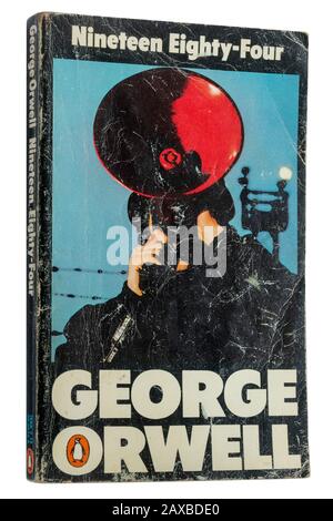Nineteen eighty-four (1984), a dystopian novel by George Orwell, paperback book