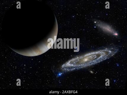 Planet and stars in outer space Stock Photo