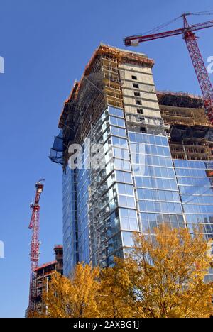 Skyscraper being Constructed with Residential, Retail and Office Space Stock Photo