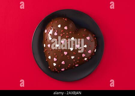 Valentine day sweet holiday background with red heart shaped balloons ...