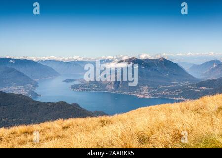 Como lake panoramic view from Alpe Giumello Stock Photo