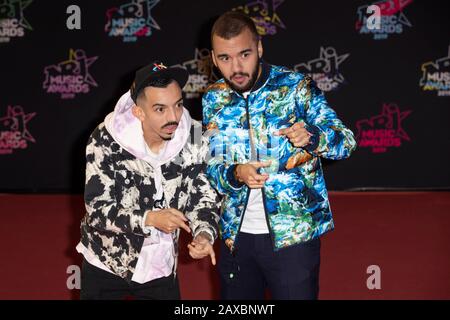 Bigflo and Oli on the red carpet before the 2019 NRJ Music Awards ceremony in Cannes (south-eastern France), at the “Palais des Festivals” convention Stock Photo
