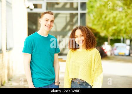 Portrait confident college students Stock Photo