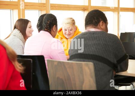 College students studying in classroom Stock Photo