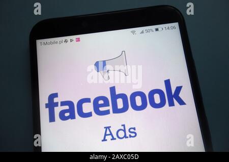 Facebook Ads logo on smartphone Stock Photo