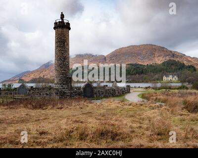 The Glenfinnan Monument situated at the head of Loch Shiel, Scotland. UK. Stock Photo