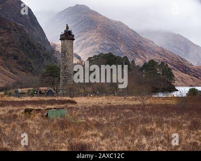 The Glenfinnan Monument situated at the head of Loch Shiel, Scotland. UK. Stock Photo