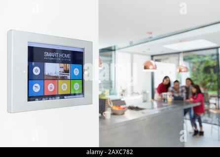 Touch screen smart home alarm system Stock Photo