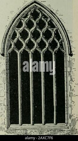 The British nation a history / by George MWrong . Ciioiu, Ely.—Decouatkd Style, ABOUT 1325. Note tlic complex tracery in tlie wimlows.. Decorated Window, Read-ing, ABOUT 1306. hall, the centre of the castle life, where the lord receivedhis guests, dined with them and his dependents, and Stock Photo