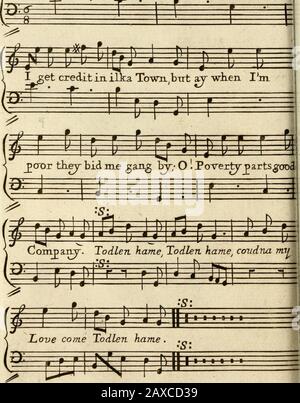 Orpheus Caledonius: or, A collection of Scots songs. . XLI. Todlen JButt and Todlen IB en ifo j l m [, f. 111 r I1 I WKenlVe a Sixpence xriider my thumb, then. Orpheus Caledonius. 93 Stock Photo
