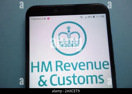 HM Revenue and Customs logo on smartphone Stock Photo