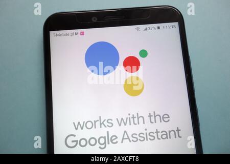 Google Assistant logo on smartphone Stock Photo