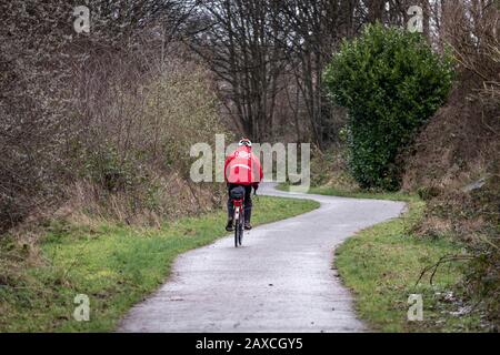 A Cyclist on the Route 66, The Spen Valley Greenway a 7-mile route on