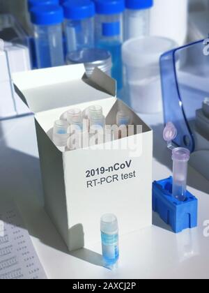 Novel coronavirus 2019 ncov pcr diagnostics kit. This is RT-PCR kit to detect presence of 2019-nCoV or covid19 virus in patient samples. In vitro diag Stock Photo