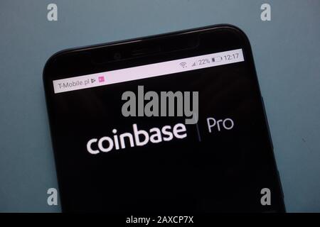Coinbase Pro cryptocurrency exchange logo on smartphone Stock Photo