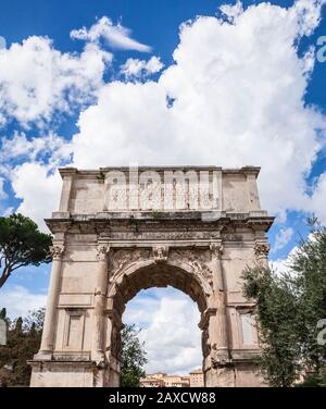 The arch of Titus in Rome, Italy. Stock Photo