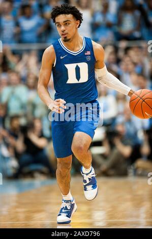 Feb. 8, 2020 - Chapel Hill, North Carolina; USA - Duke Blue Devils  (3) TRE JONES drives to the basket as the University of North Carolina Tar Heels were defeated the Duke Blue Devils  with a final score of 98-96 as they played mens college basketball at the Dean Smith Center located in Chapel Hill.  Copyright 2020 Jason Moore. (Credit Image: © Jason Moore/ZUMA Wire) Stock Photo