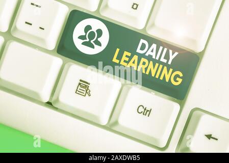 Text sign showing Daily Learning. Business photo text The everyday acquisition of knowledge or skills acquired Stock Photo