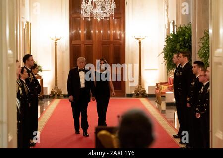 First Lady Melania Trump arrive for ceremonies inside the Capital One ...