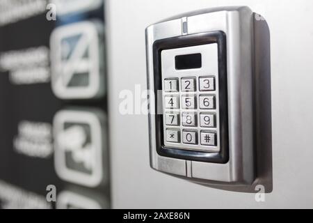 Close up of modern home security keypad access panel. Stock Photo